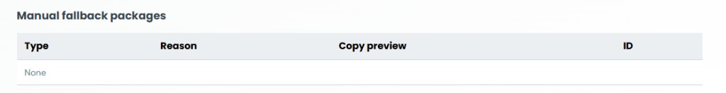 Manual fallback packages empty table